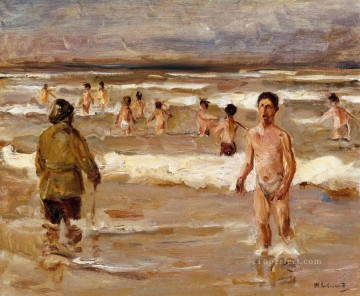 Max Liebermann Painting - Niños bañándose en el mar 1899 Max Liebermann Impresionismo alemán